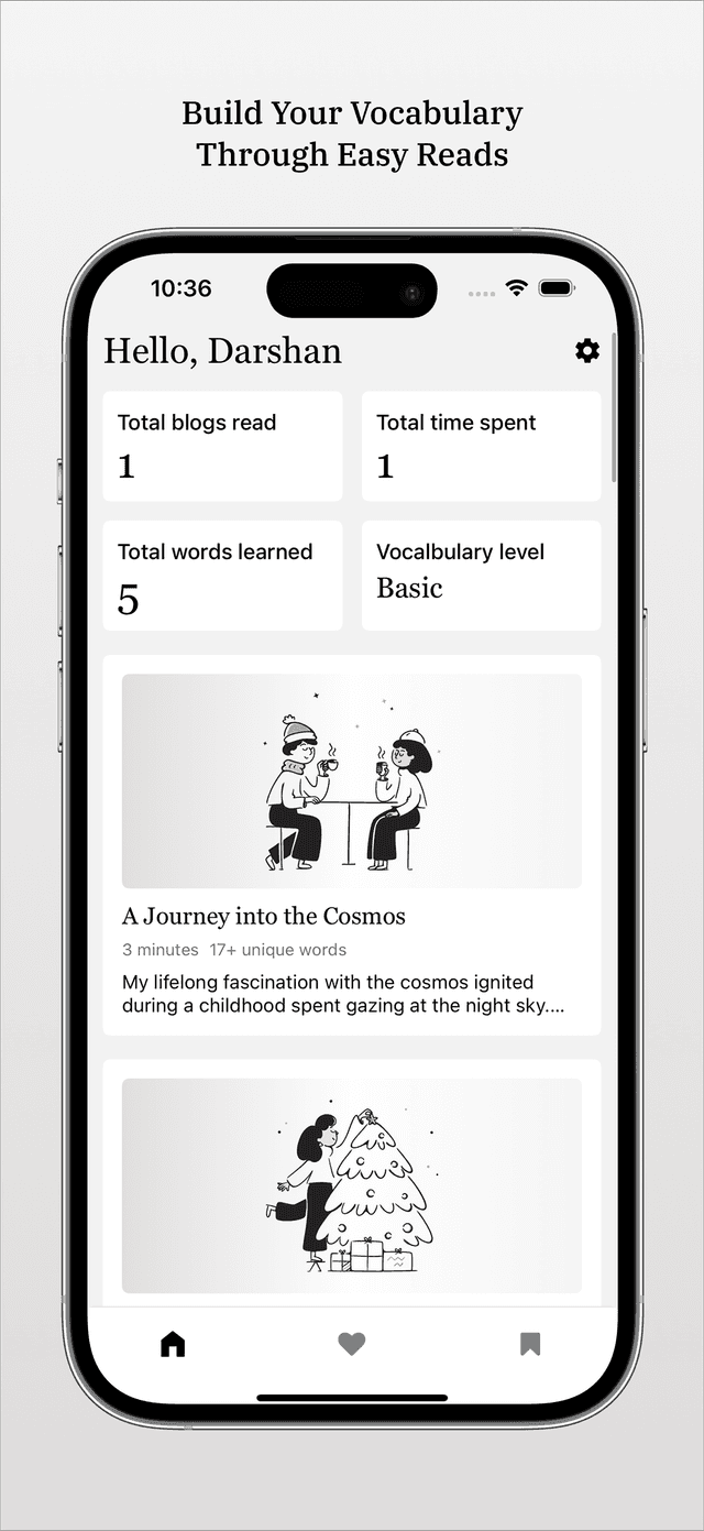 Vocabulary builder app preview
