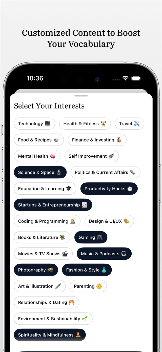 Vocabulary builder app preview